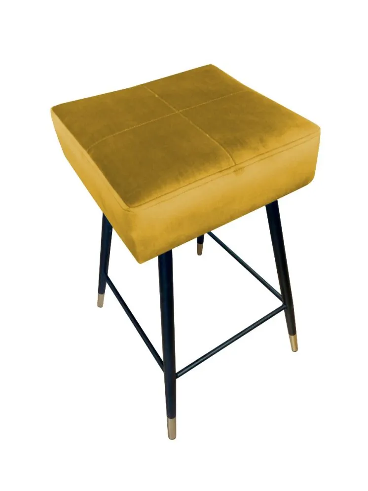 Hoker OLIMP VELVET GOLD musztardowy/curry tapicerowany aksamitem | MIRAT. w stylu GLAMOUR kolekcja