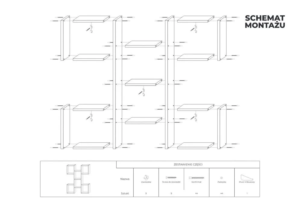 Półka ALESIA 10 dąb sonoma wisząca do salonu | MIRAT. styl LOFT