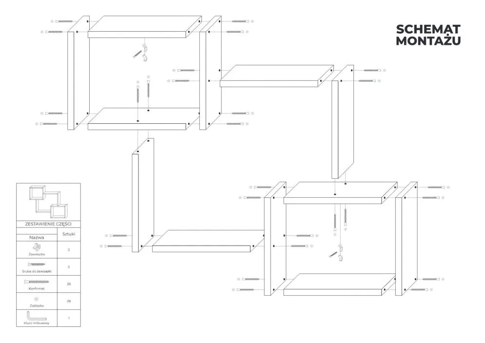 Półka ALESIA 1 dąb sonoma wisząca do salonu | MIRAT. w stylu LOFT kolekcja