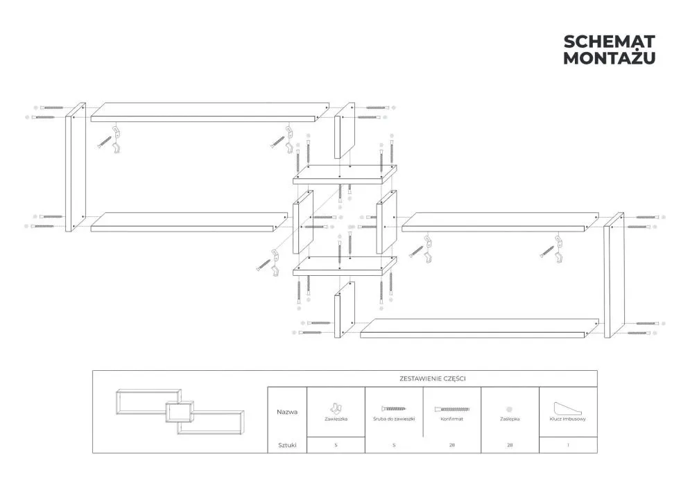 Półka ALESIA 2 biała wisząca na książki i dekoracje | MIRAT. w stylu SKANDYNAWSKI kolekcja