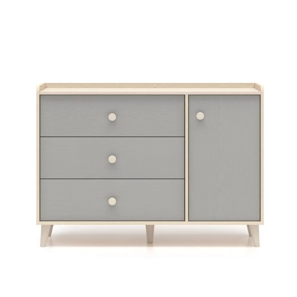 Komoda dziecięca MEVEL 05 120 szara I sklep meblowy MIRAT. styl PASTELE kolekcja MEVEL