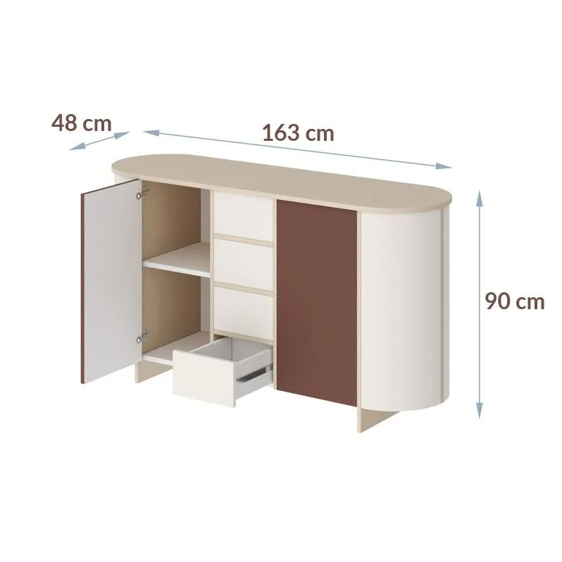 Komoda MEDUNO 163 2D4S bordowa I sklep meblowy MIRAT. styl PASTELE