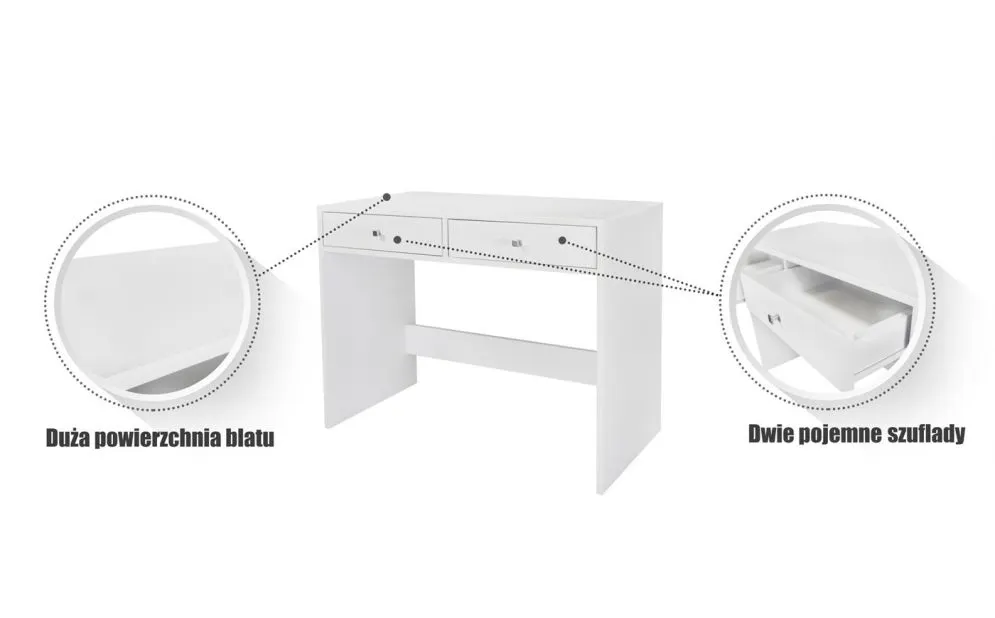 Biurko MARINA 2 biały mat z dwiema szufladami | MIRAT. w stylu kolekcja