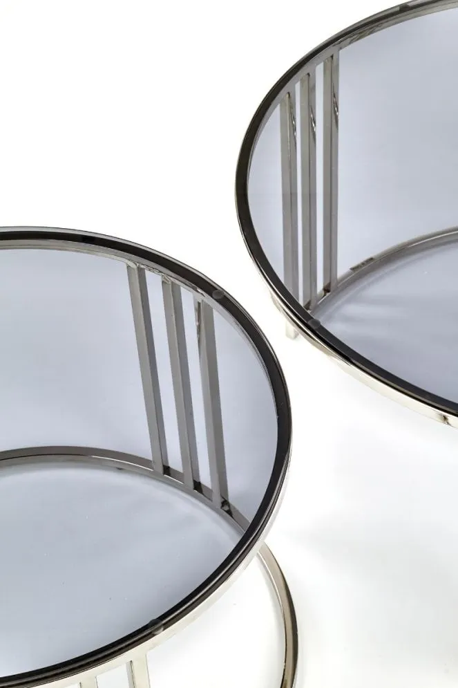 Zestaw ław MERCURY szkło dymione na srebrnym stelażu Halmar | MIRAT. w stylu kolekcja