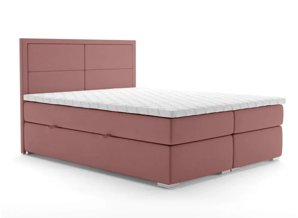 Łóżko kontynentalne DENNERY 160 różowe z pojemnikiem do sypialni | MIRAT. styl GLAMOUR