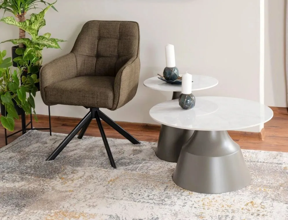 Krzesło tapicerowane METRO BJORN oliwkowe obracane ze sprężynami I sklep meblowy MIRAT.