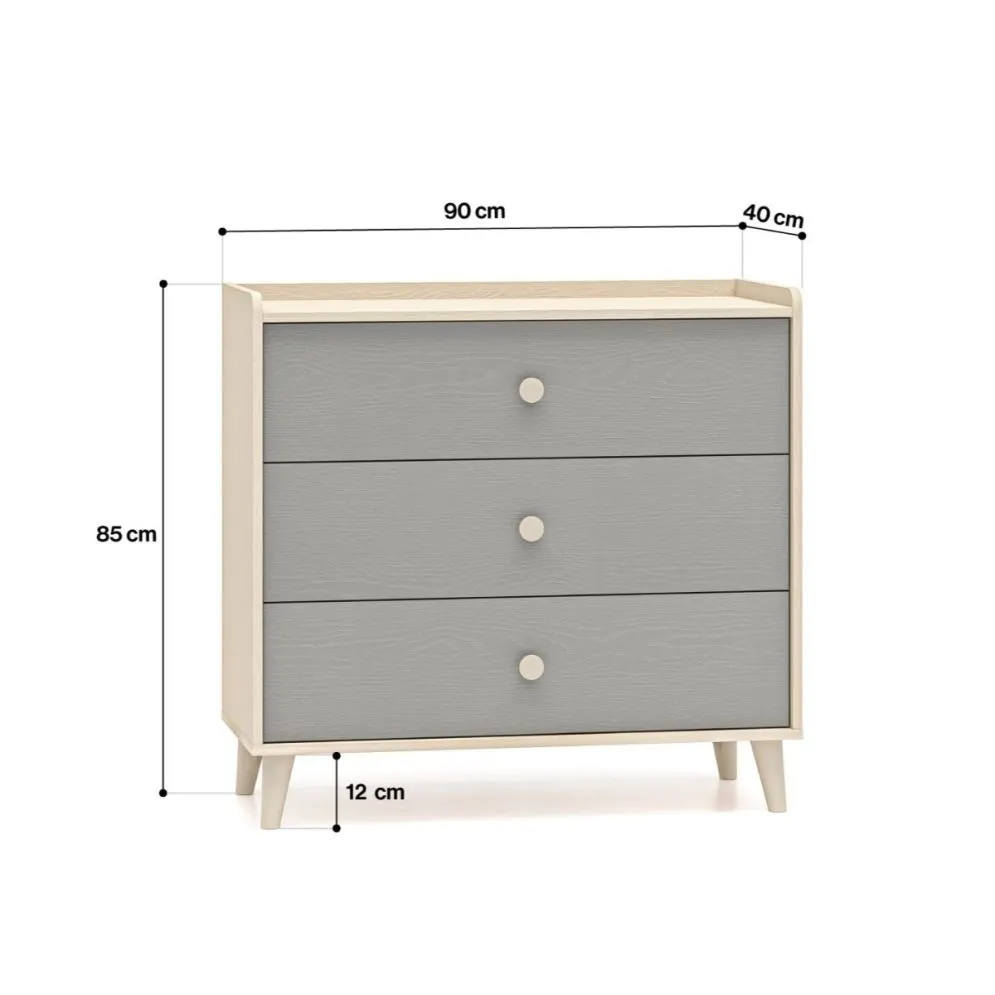 Komoda dziecięca MEVEL 06 szara I sklep meblowy MIRAT. styl PASTELE kolekcja MEVEL