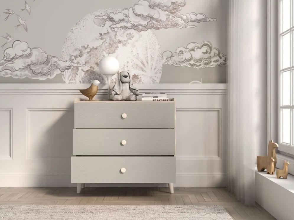 Komoda dziecięca MEVEL 06 szara I sklep meblowy MIRAT. styl PASTELE kolekcja MEVEL