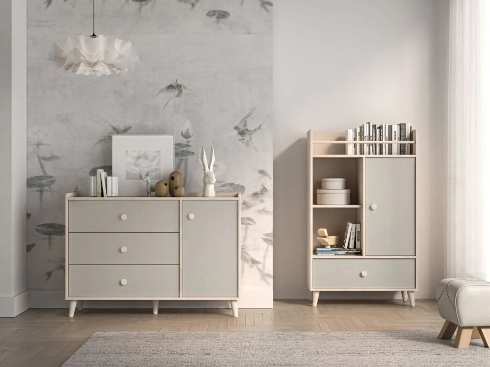 Komoda dziecięca MEVEL 05 120 szara I sklep meblowy MIRAT. styl PASTELE kolekcja MEVEL