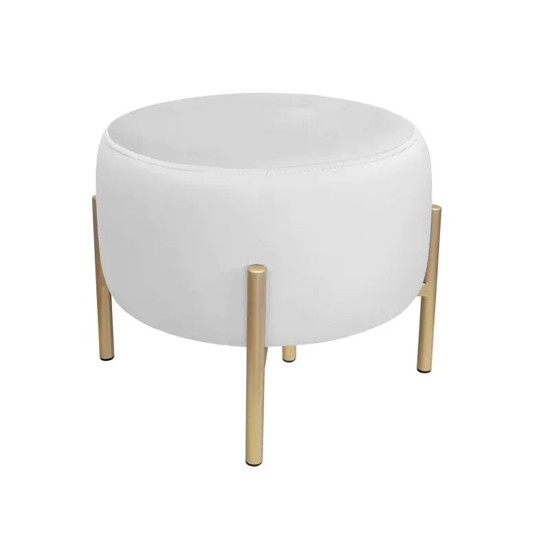 Pufa WILFRED MG VELVET jasnoszara/złota podnóżek| MIRAT. styl GLAMOUR