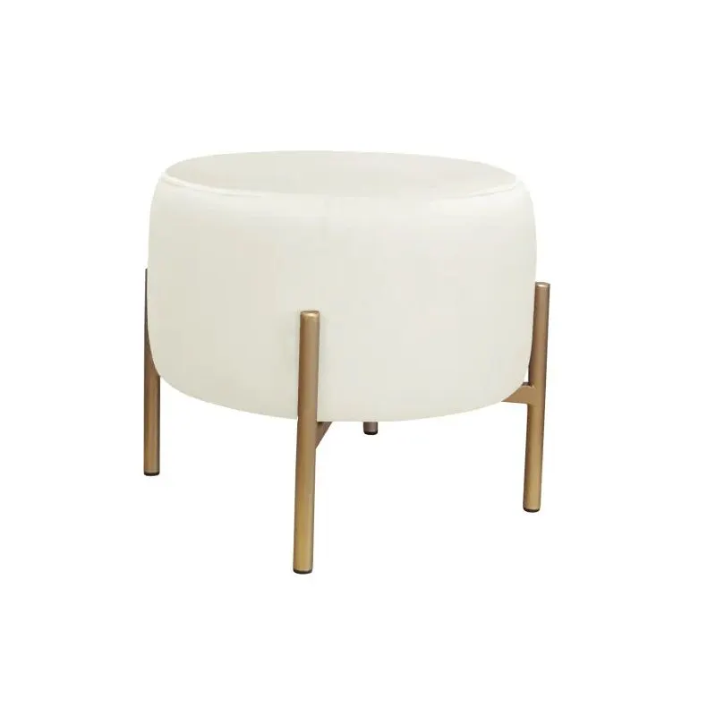 Pufa WILFRED MG VELVET ecru/złota niska | MIRAT. styl GLAMOUR