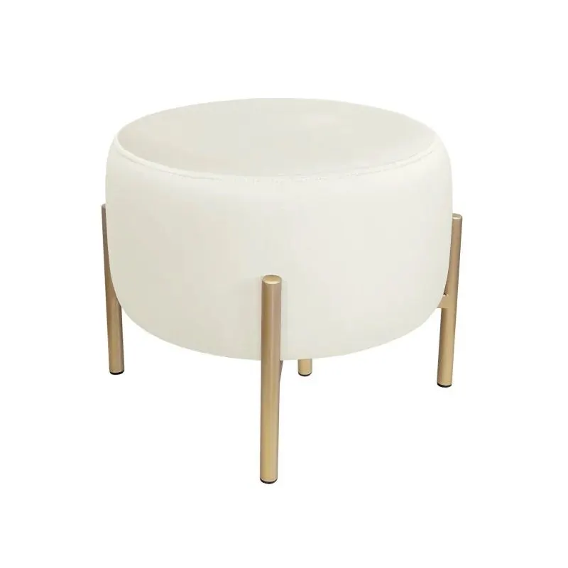 Pufa WILFRED MG VELVET ecru/złota niska | MIRAT. styl GLAMOUR