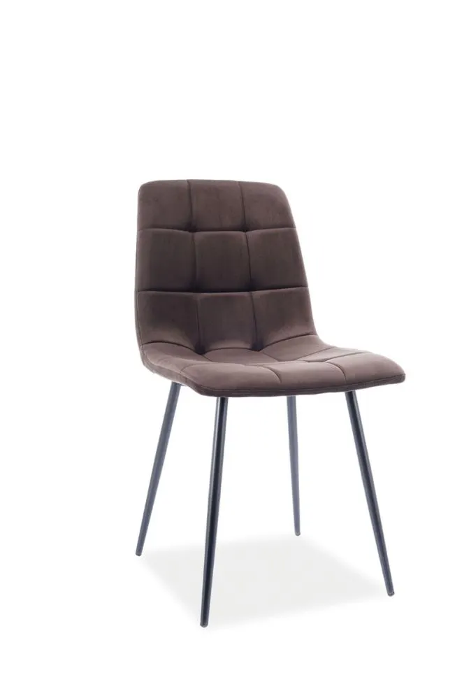 Krzesło tapicerowane MILA VELVET brązowe pikowane do jadalni | MIRAT. styl GLAMOUR