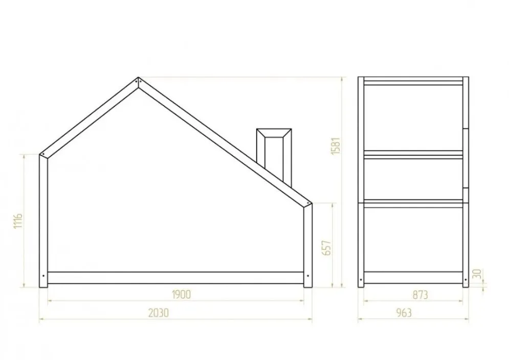Łóżko dziecięce MILA DMS 90x190 sosna domek | MIRAT. w stylu kolekcja MILA