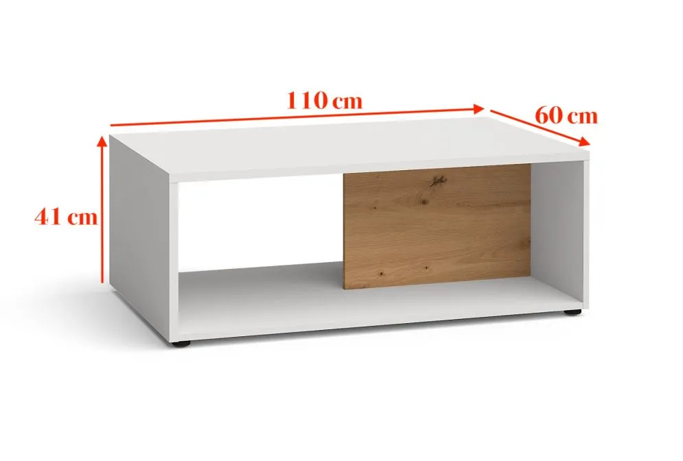 Ława MILA biały mat/dąb artisan w stylu skandynawskim | MIRAT. w stylu kolekcja MILA FURNIVAL