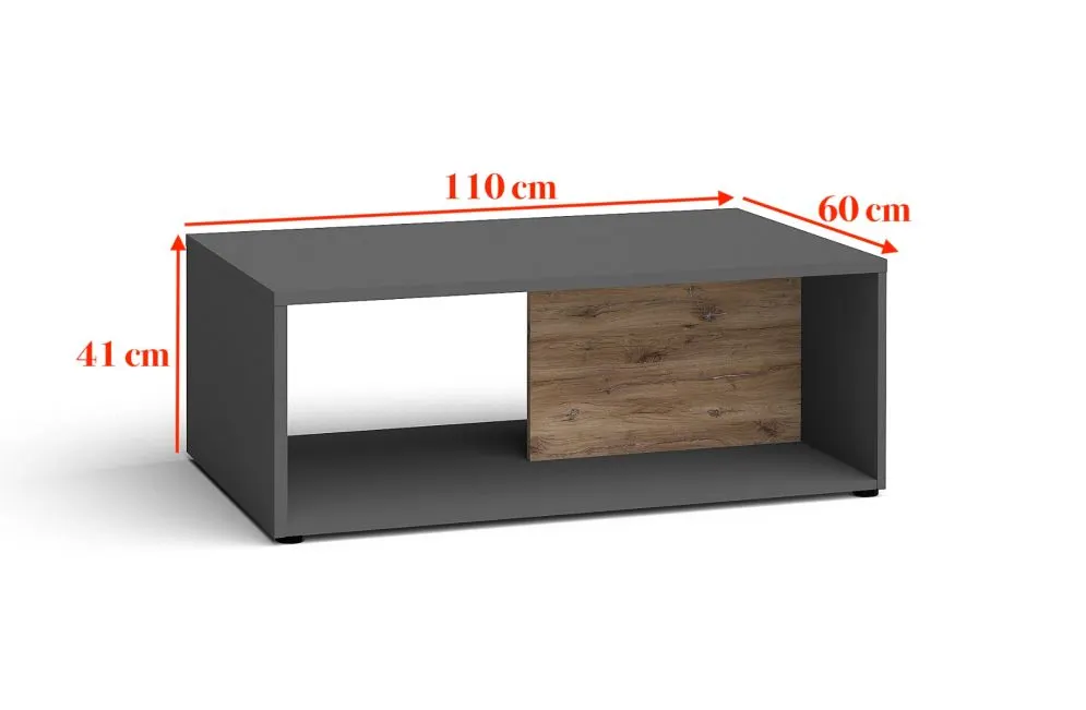 Ława MILA grafit mat/dąb flagstaf ciemny stolik kawowy drewniany | MIRAT. w stylu  kolekcja MILA FURNIVAL