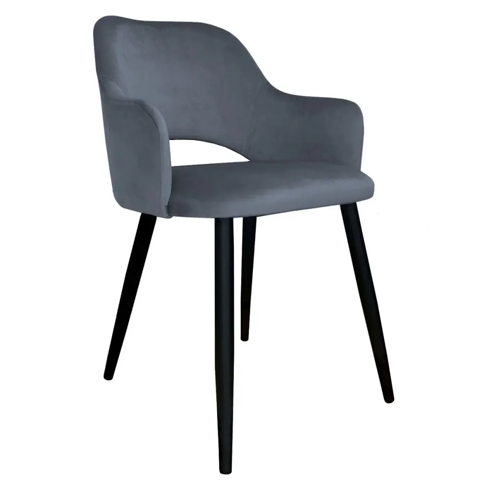 Krzesło NAPO BL VELVET ciemno szare kubełkowe na czarnych nogach | MIRAT.