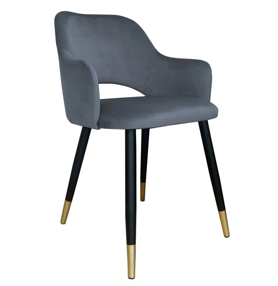 Krzesło NAPO BL VELVET GOLD ciemno szare w stylu glamour | MIRAT.