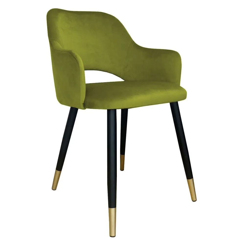 Krzesło NAPO BL VELVET GOLD oliwkowe na metalowych nogach | MIRAT.