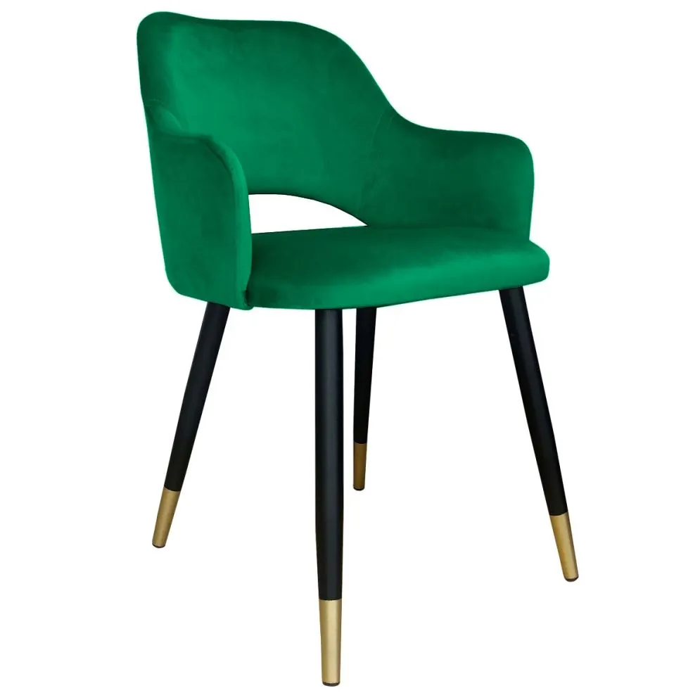 Krzesło NAPO VELVET GOLD zielone z czterema nogami | MIRAT. styl GLAMOUR