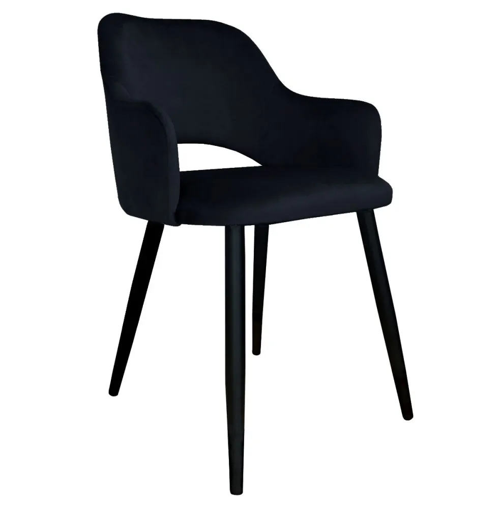 Krzesło NAPO VELVET czarne w stylu glamour na metalowych nogach | MIRAT.