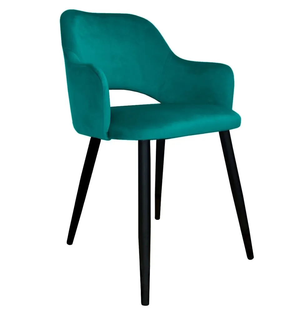 Krzesło NAPO VELVET morskie z czarnymi nogami tapicerowane | MIRAT.
