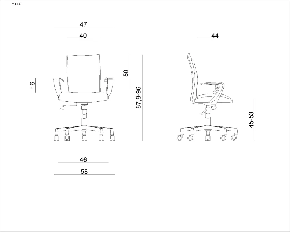 Fotel biurowy MILLO szary z regulacją wysokości | MIRAT. w stylu  kolekcja