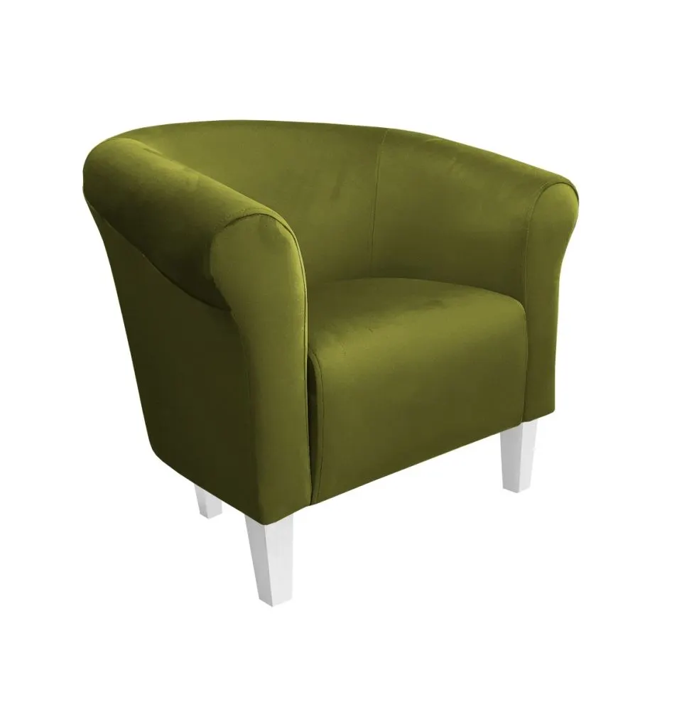 Fotel DRAWA 1 BL VELVET oliwkowy tapicerowany aksamitem | MIRAT. w stylu GLAMOUR kolekcja