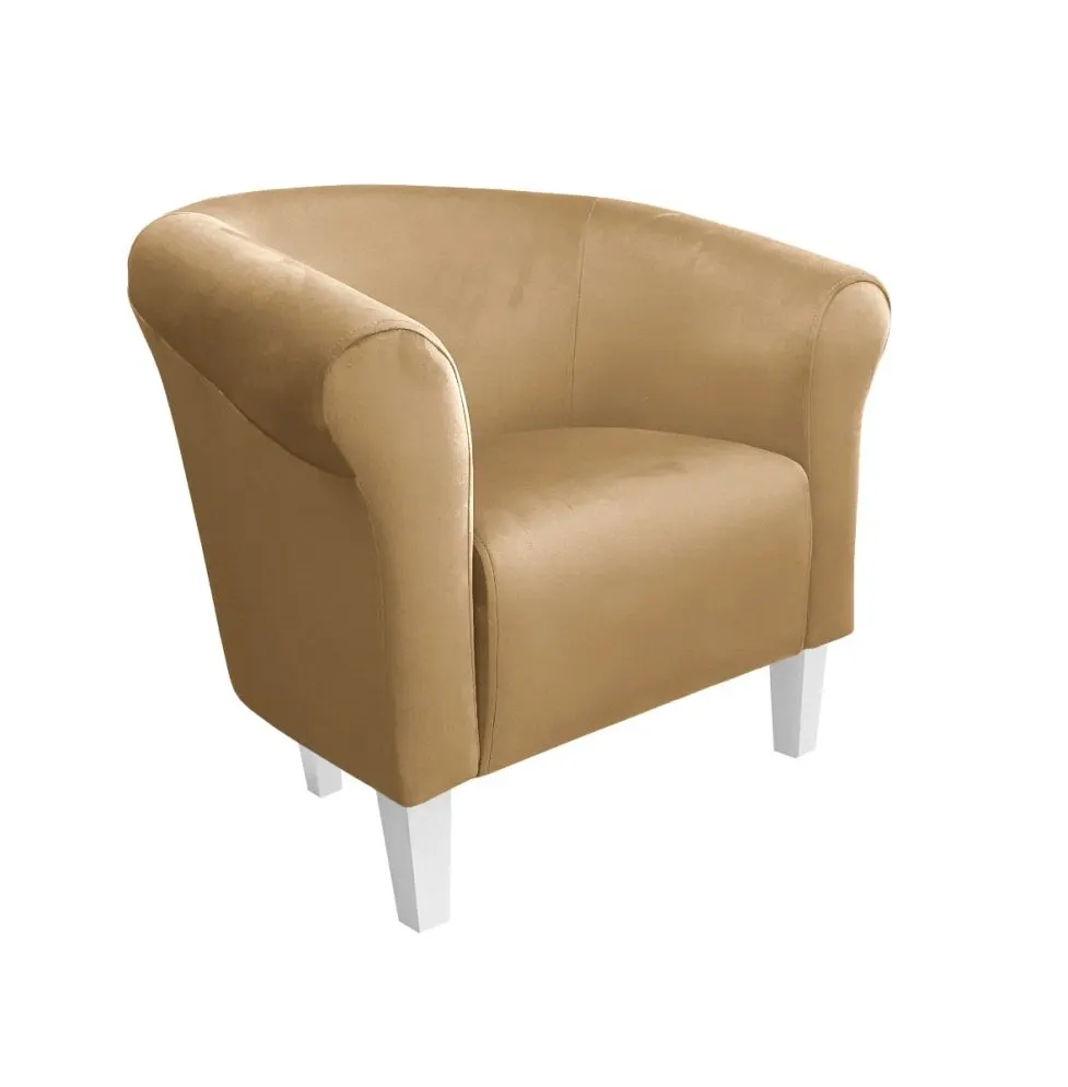 Fotel DRAWA 1 BL VELVET beżowy tapicerowany | MIRAT. w stylu GLAMOUR kolekcja
