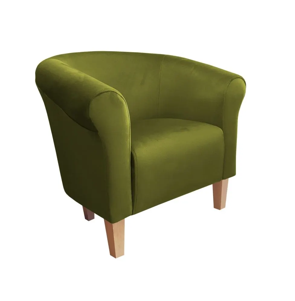 Fotel DRAWA 1 BL VELVET oliwkowy tapicerowany aksamitem | MIRAT. w stylu GLAMOUR kolekcja