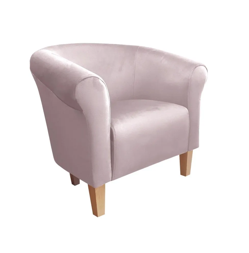 Fotel DRAWA 1 BL VELVET jasno różowy tapicerowany | MIRAT. w stylu GLAMOUR kolekcja