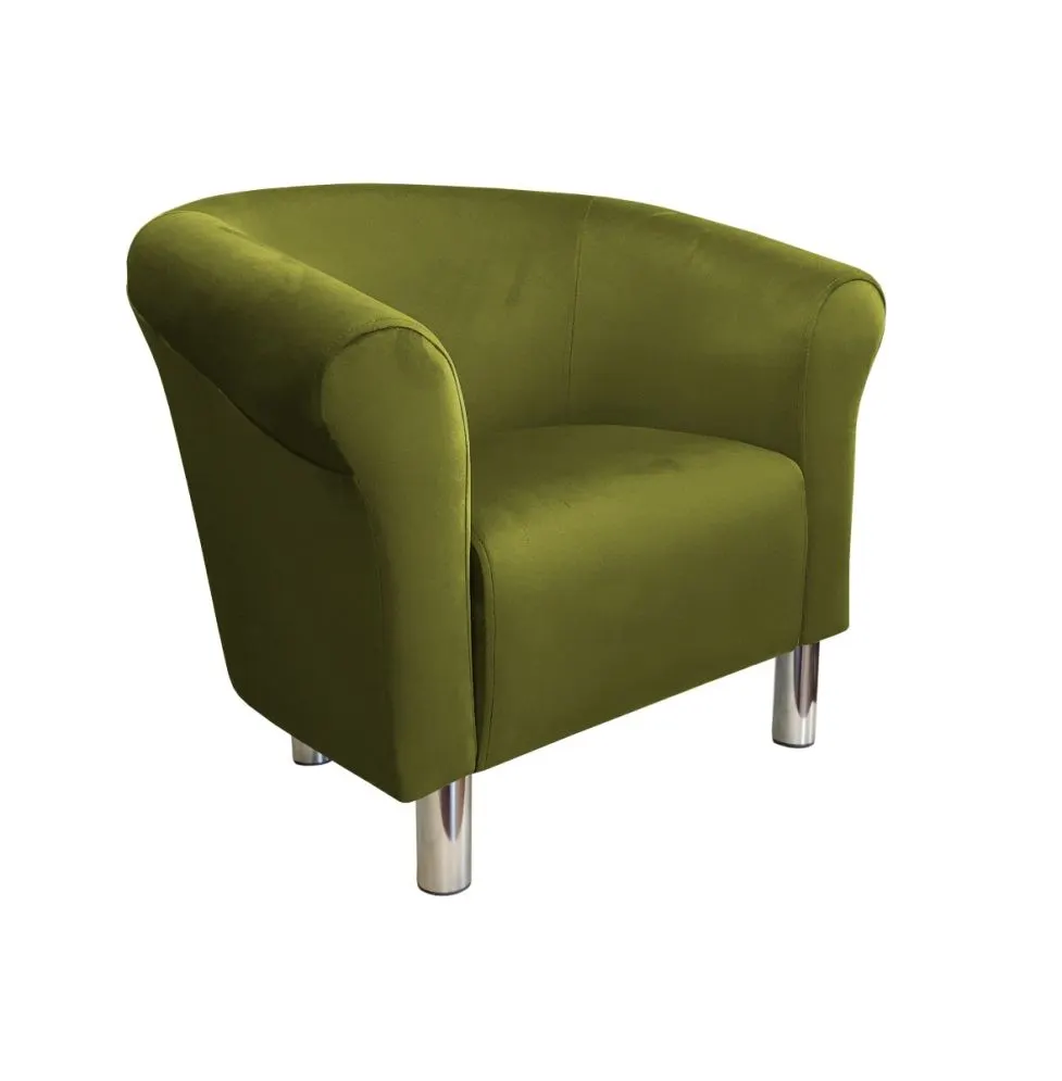 Fotel DRAWA 1 BL VELVET oliwkowy tapicerowany aksamitem | MIRAT. w stylu GLAMOUR kolekcja