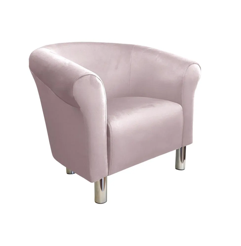 Fotel DRAWA 1 BL VELVET jasno różowy tapicerowany | MIRAT. w stylu GLAMOUR kolekcja