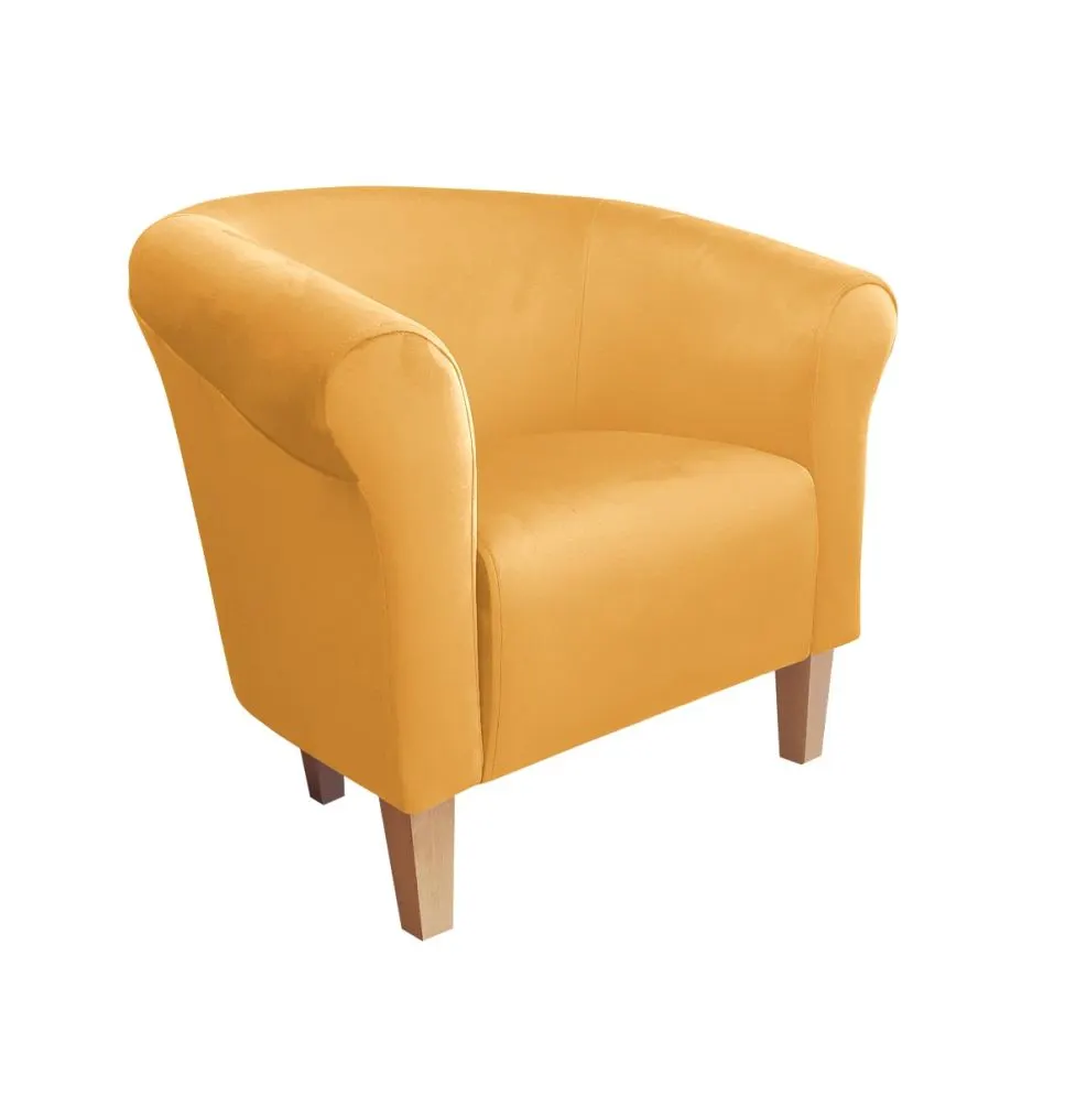 Fotel DRAWA 1 BL VELVET musztardowy/curry do salonu | MIRAT. w stylu GLAMOUR kolekcja