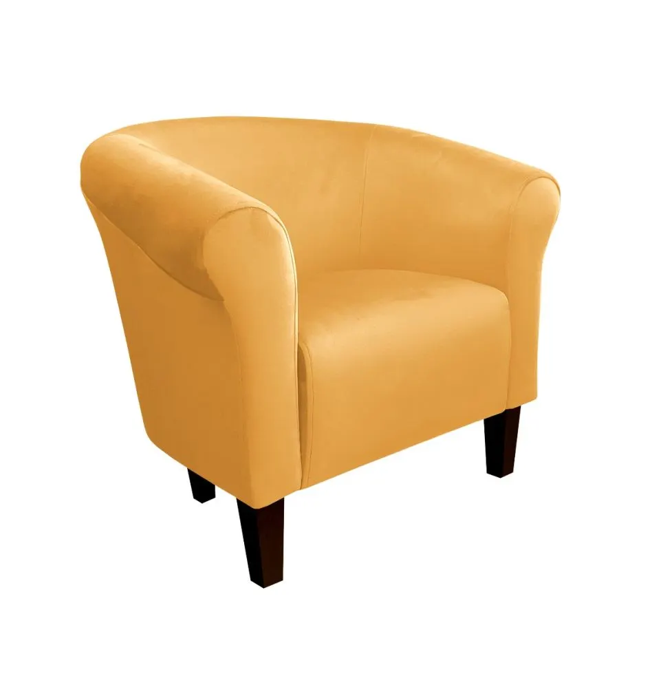 Fotel DRAWA 1 BL VELVET musztardowy/curry do salonu | MIRAT. w stylu GLAMOUR kolekcja