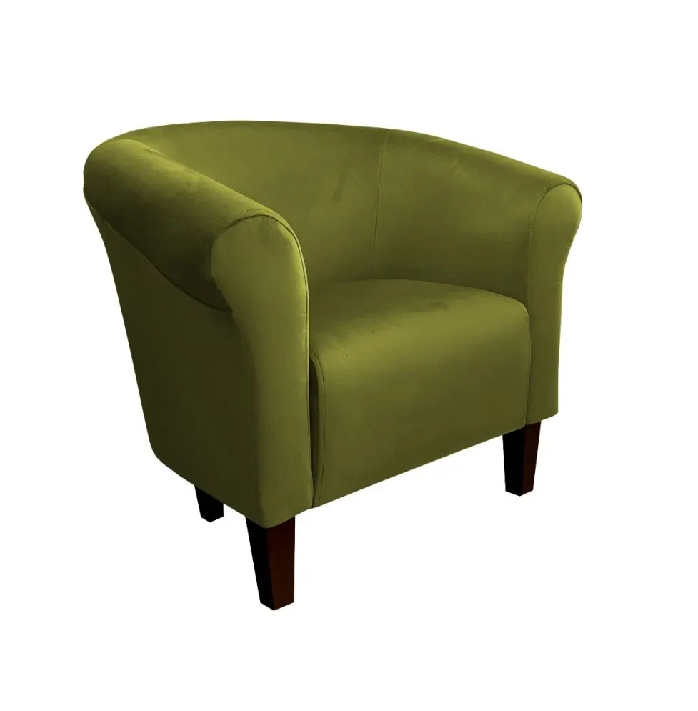 Fotel DRAWA 1 BL VELVET oliwkowy tapicerowany aksamitem | MIRAT. w stylu GLAMOUR kolekcja