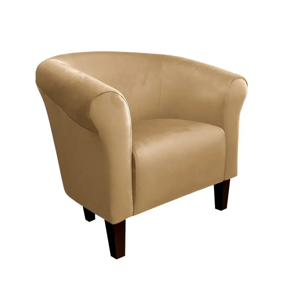 Fotel DRAWA 1 BL VELVET beżowy tapicerowany | MIRAT. w stylu GLAMOUR kolekcja