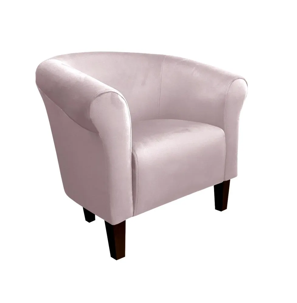 Fotel DRAWA 1 BL VELVET jasno różowy tapicerowany | MIRAT. w stylu GLAMOUR kolekcja