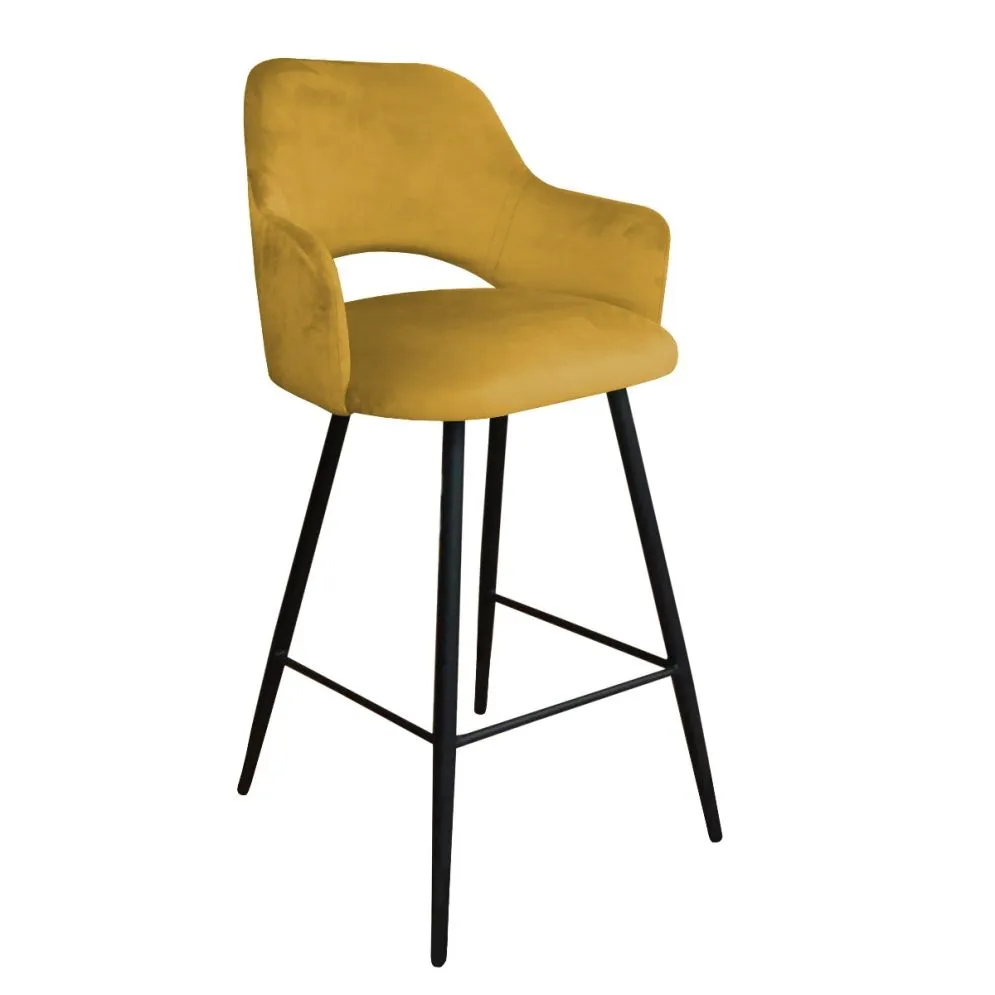 Hoker NAPO VELVET musztardowy/curry tapicerowany aksamitem | MIRAT.