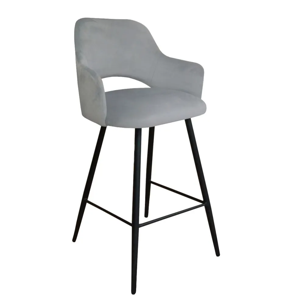 Hoker NAPO VELVET szary tapicerowany aksamitem do kuchni | MIRAT.