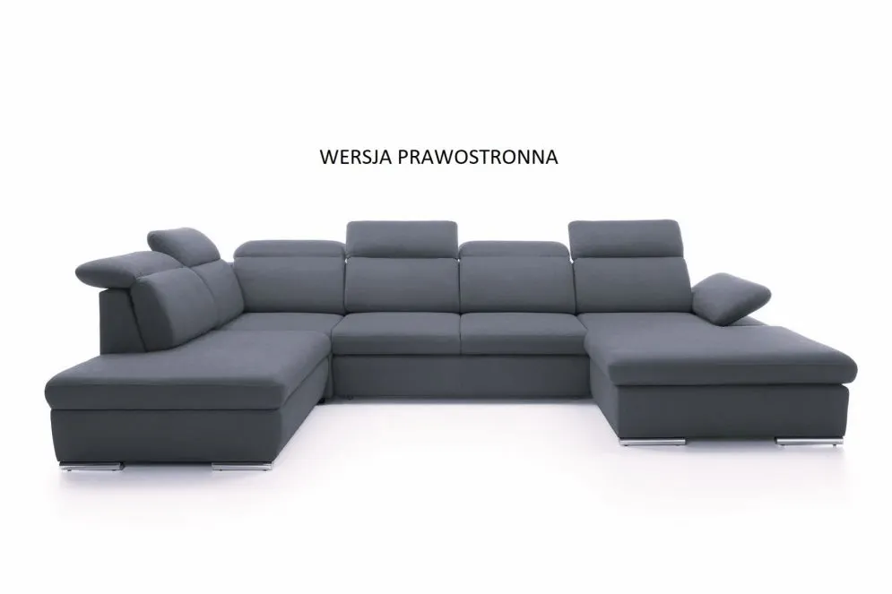 Narożnik z funkcją spania KLARA II grafitowy prawy/lewy duży I sklep meblowy MIRAT.