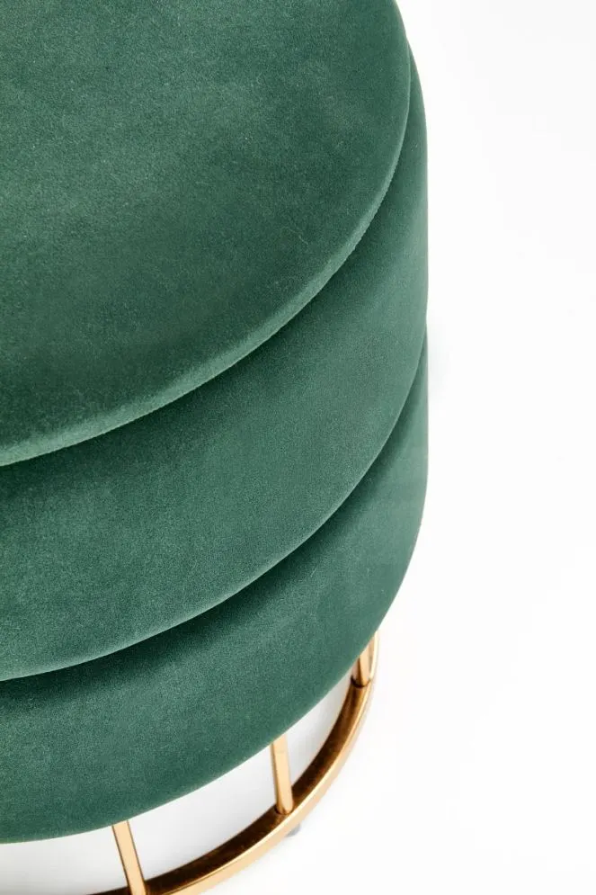Pufa MINTY VELVET ciemno zielona na złotej podstawie | MIRAT. styl GLAMOUR