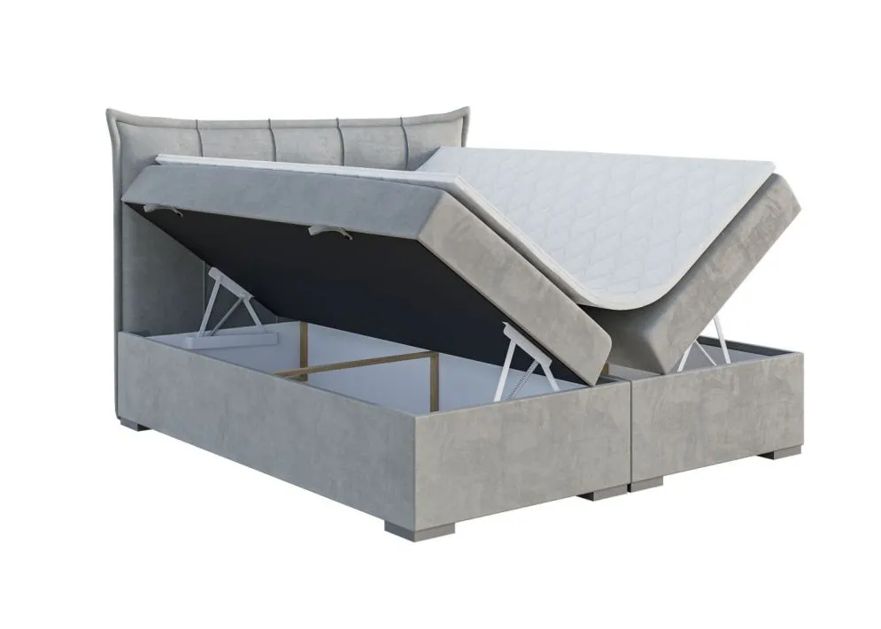 Łóżko kontynentalne MASALI 180 zielone velvet z pojemnikiem tapicerowane | MIRAT. w stylu GLAMOUR kolekcja