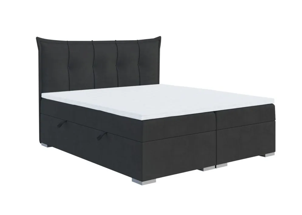 Łóżko kontynentalne MIRACLE 180 czarne velvet z pojemnikiem do sypialni | MIRAT. w stylu GLAMOUR kolekcja