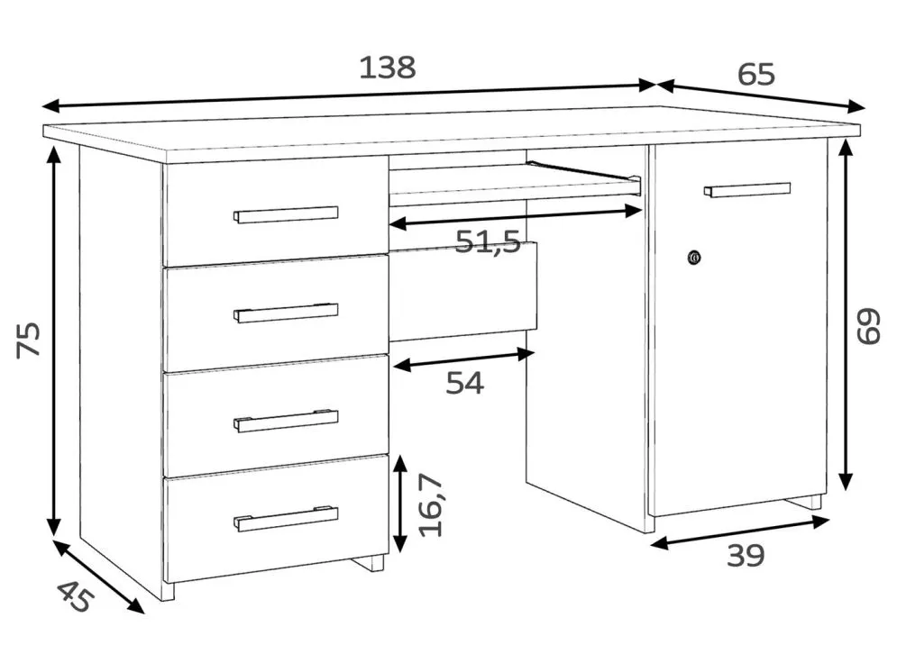 Biurko ELEONORA 2 biały mat duże z szerokim blatem do biura | MIRAT. w stylu  kolekcja