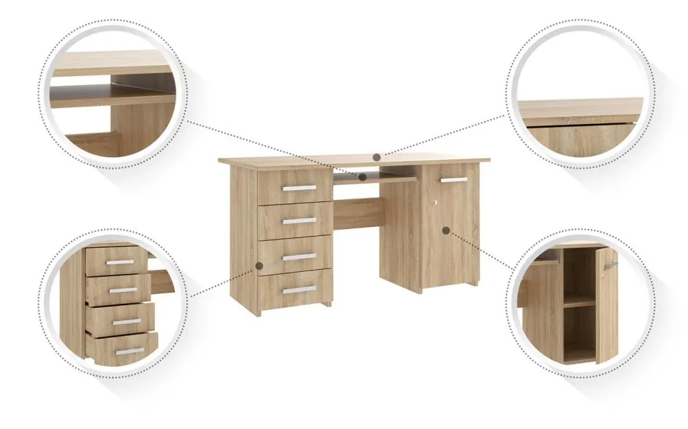 Biurko ELEONORA 2 biały mat duże z szerokim blatem do biura | MIRAT. w stylu  kolekcja