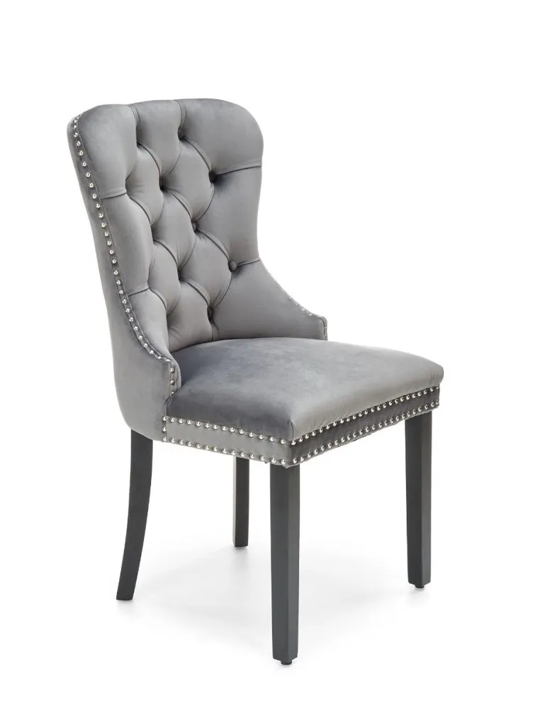 Krzesło MIYA VELVET szare pikowane z kołatką | MIRAT. styl GLAMOUR