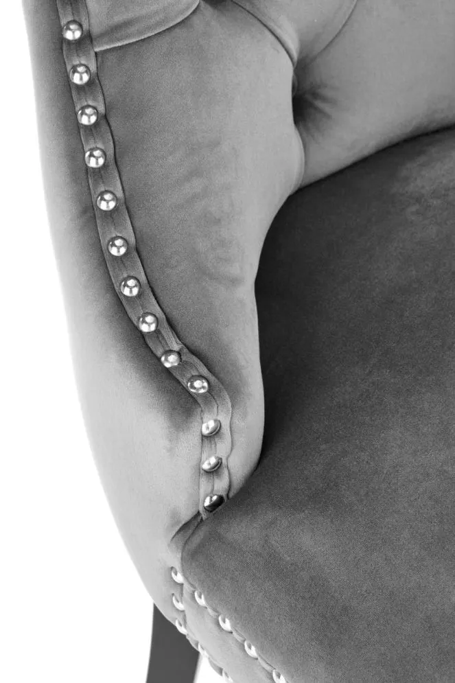 Krzesło MIYA VELVET szare pikowane z kołatką | MIRAT. styl GLAMOUR