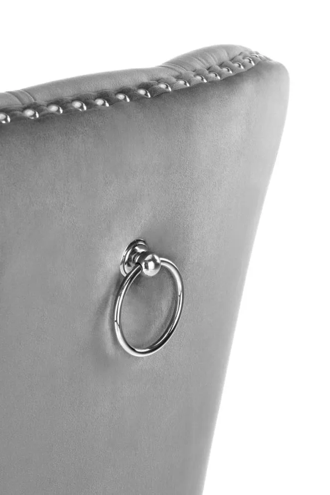 Krzesło MIYA VELVET szare pikowane z kołatką | MIRAT. styl GLAMOUR