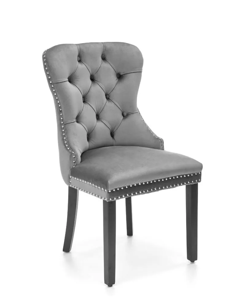 Krzesło MIYA VELVET szare pikowane z kołatką | MIRAT. styl GLAMOUR